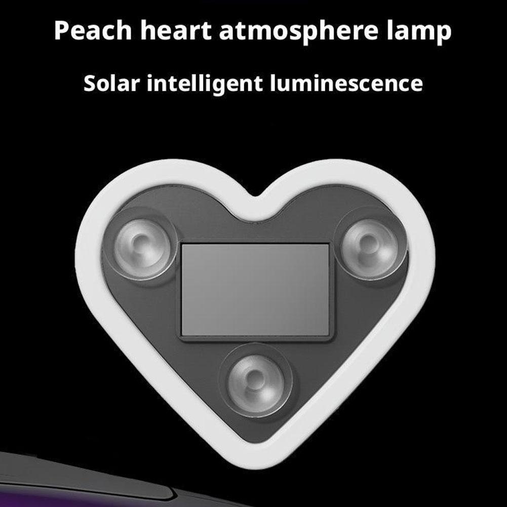 Solar Powered Wireless LED Heart Shape C-Pillar Neon Light, Wireless Heart-Shaped Atmosphere Light for Car Romantic Neon Lights