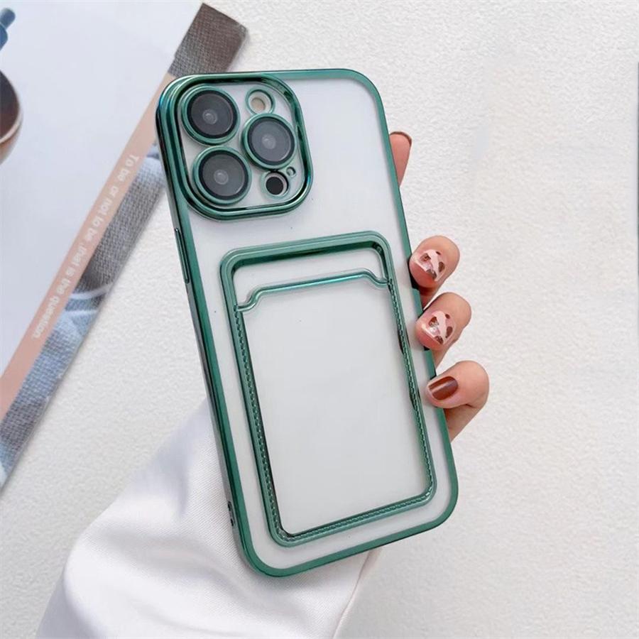 Luxury Plating Frame Wallet Phone Case with Card Holder for iPhone 16 15 14 13 12 11 Pro Max 16 Plus 15 Pro 14 Pro Max Soft TPU Shockproof Case Cover