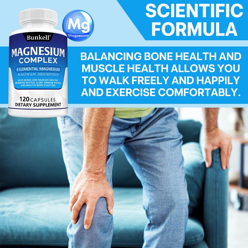 Magnesiumkomplex-Nahrungsergänzungsmittel, 8 Elemente Magnesium, 1000 mg - Maximale Absorptionsrate, 120 Kapseln