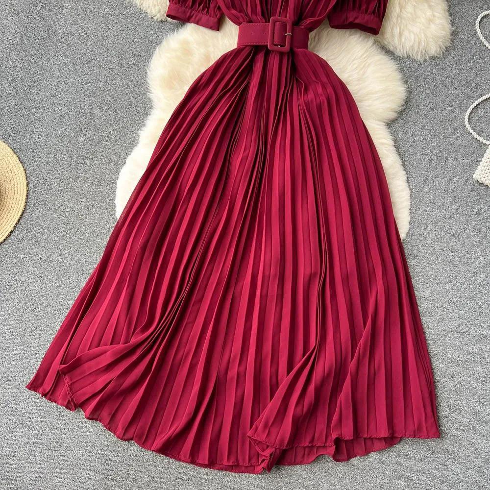 Женское летнее элегантное шифоновое платье с цветочным поясом — фото 16