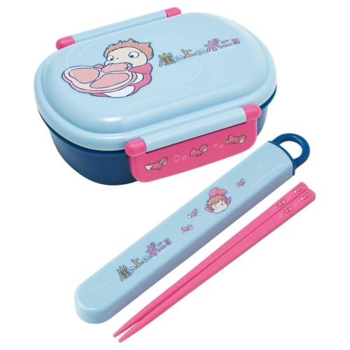 Skater Children's Lunch Box, 360ml Capacity, with a Fluffy Lid, Made in Japan, Single Tier, Dishwasher and Microwave Safe, Studio Ghibli Ponyo on the
