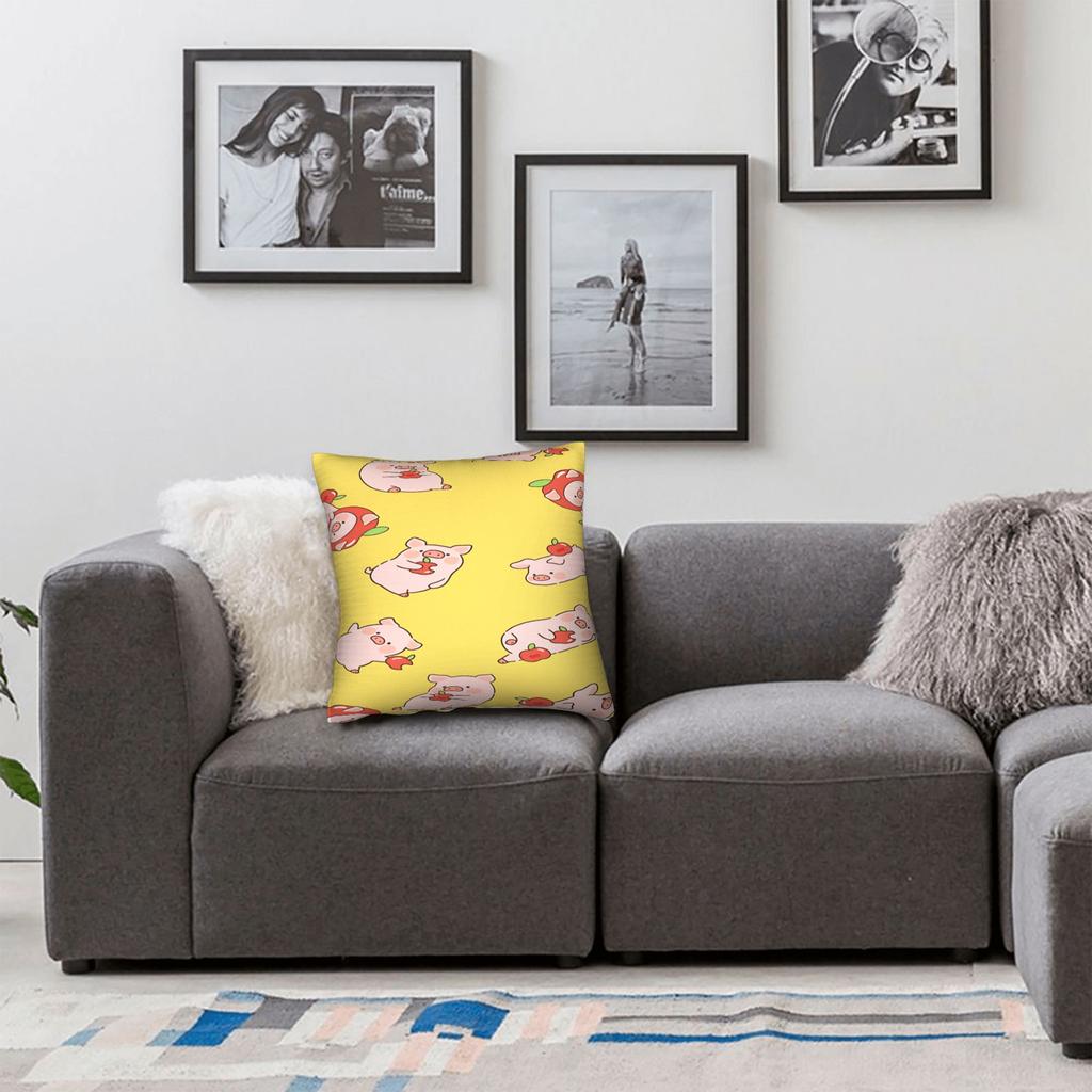 L-Lulu Pig Pillow Case Graphic Pillow Cover For Couch Sofa Bedroom Morden Cushion Cover