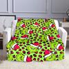 "Grinch Faces with Santa Hats Pattern" Patterned flannel blanket perfect for the bedroom living room, sofa, or a little nap