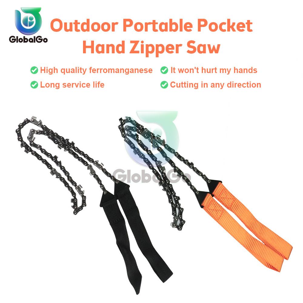 

Pocket Chainsaw Manual Zipper Saw Gear 65cm Folding Chain Hand Saw for Camping Hunting Tree Cutting Hiking Cutting Tools Orange