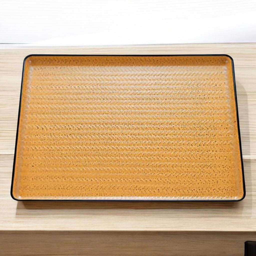45cm Long Bamboo Tray Made of Sesame Lacquerware Made in Japan J-kitchens (Tray) Bamboo, Non-Slip, (ABS Resin),