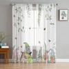 Happy Easter Curtains Bedroom Living Room Festival Decor Flower Bicycle Cartoon Rabbit Tulle Curtain Window Drapes Light Filtering Polyester Ideal For