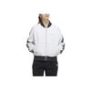 adidas Striped Colorblock Logo Print Zip-Up Long Sleeve Jacket Daily Sports Casual Outerwear Women White H09760