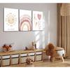3 Pcs Nursery Canvas Wall Art Pink Sun Rainbow Hearts Posters Prints Boho Kids Room Pictures Wall Decor for Toddlers Children Baby Girl Bedroom Home