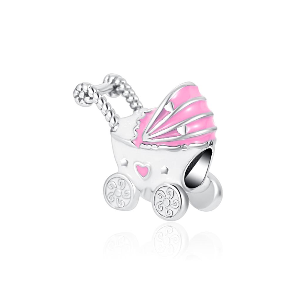 925 Pure Silver Pink Series Father Butterfly Bag Flower Charm Fit for Original Bracelet DIY Women's Exquisite Jewelry