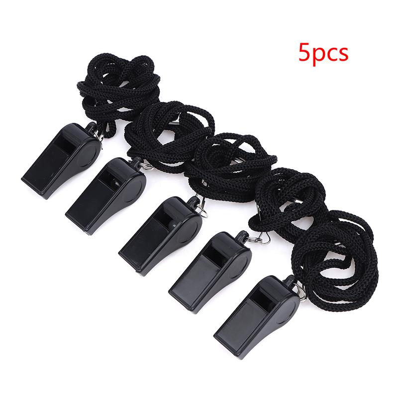 2/5/10Pcs High Quality Black Whistle For Sports Football Basketball Referee Training Outdoor Survival Whistle With Lanyard