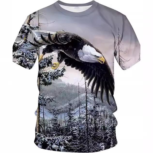 Plus Size FUGUIS 3D Digitaal Bedrukt Heren T-shirt Mexico Arend Jacht Casual Ronde Hals Korte Mouw T-shirt M