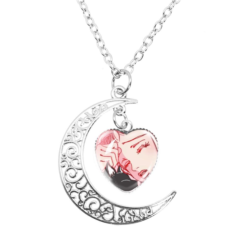 Anime Paradise Kiss Yukari Hayasaka Miwako Sakurada The Moon Necklace Glass Heart Shape Pendant Necklace Jewelry Charm Fans Gift