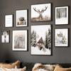 Winter Kiefer Haus Elch Blume Wand Kunst Leinwand Nordic Poster Malerei Und Drucke Wand Bilder Für Wohnzimmer Dekoration