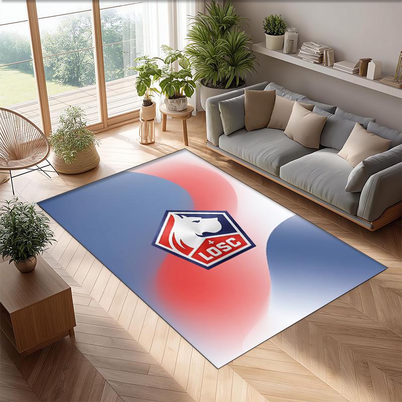 LOSC Lille FC Soccer Football Pattern Soft Area Rug Non Slip Indoor Floor Carpet Sports Decor Mat for Bedroom