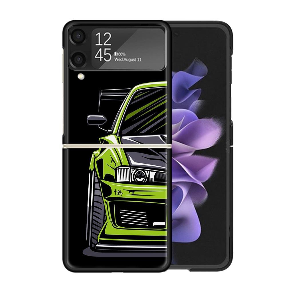 JDM Tokyo Drift Sports Car Male Men Clear Phone Case For Samsung Z Flip 7 6 5 4 3 Galaxy ZFlip7 ZFlip6 ZFlip5 ZFlip4 ZFlip3 5G P