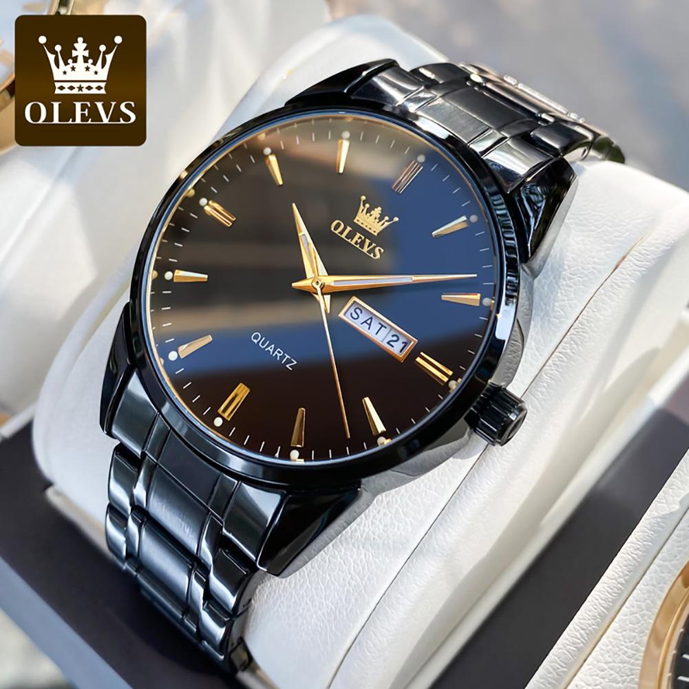 OLEVS 6898 Luxury Men's Watches Stainless Steel Waterproof Weekly Calendar Quartz Watch Original Luminous Simplicity Wristwatch