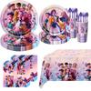 KPOP Demon Hunters Celebration Favors Tableware Collection Birth Date Celebration Balloons Board Banner Decor Girls Infant Shower Xmas Supplies