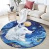 White Wolf Round Area Rug,Carpet Rug for Living Room Bedroom Sofa Playroom Decor,Non-slip Floor Mat