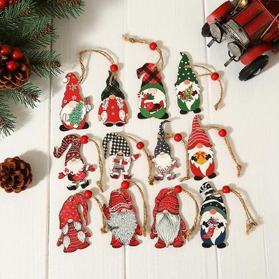 9Pcs Christmas Wooden Pendants Gingerbread Man Gnomes Xmas Tree Hanging Oranment 2026 Navidad Decorations For Home New Year Gift
