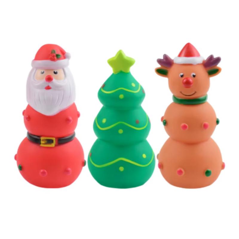 Pet Squeaky Chew Toys Santa Tree Elk Design Durable Latex Rubber Teething Toy for Dogs And Cats Teeth Grinding Fun Supplies