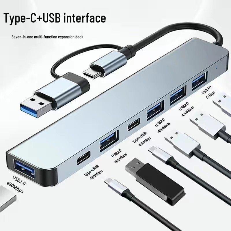 

USB 3.0 Type-C Dual-Port Expansion Dock Splitter Hub for Computer/Tablet to Connect Mouse & Keyboard