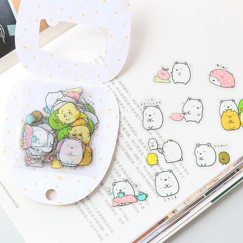 50 pezzi/confezione adesivi kawaii fai da te simpatici cartoni animati in PVC adorabile gatto orso adesivo per la decorazione del diario