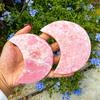 New  Handmade Natural Healing Stone Pink Opal Moon Crafts Moon Carving Home Decoration