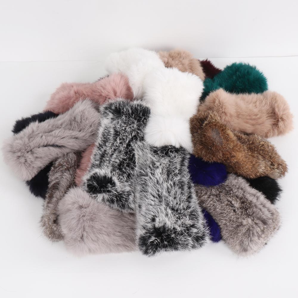 New Arrival Female Natural Rabbit Fur Gloves Knitted Warm Real Rex Rabbit Fur Mittens Women Winter Outdoor Rex Rabbit Fur Gloves