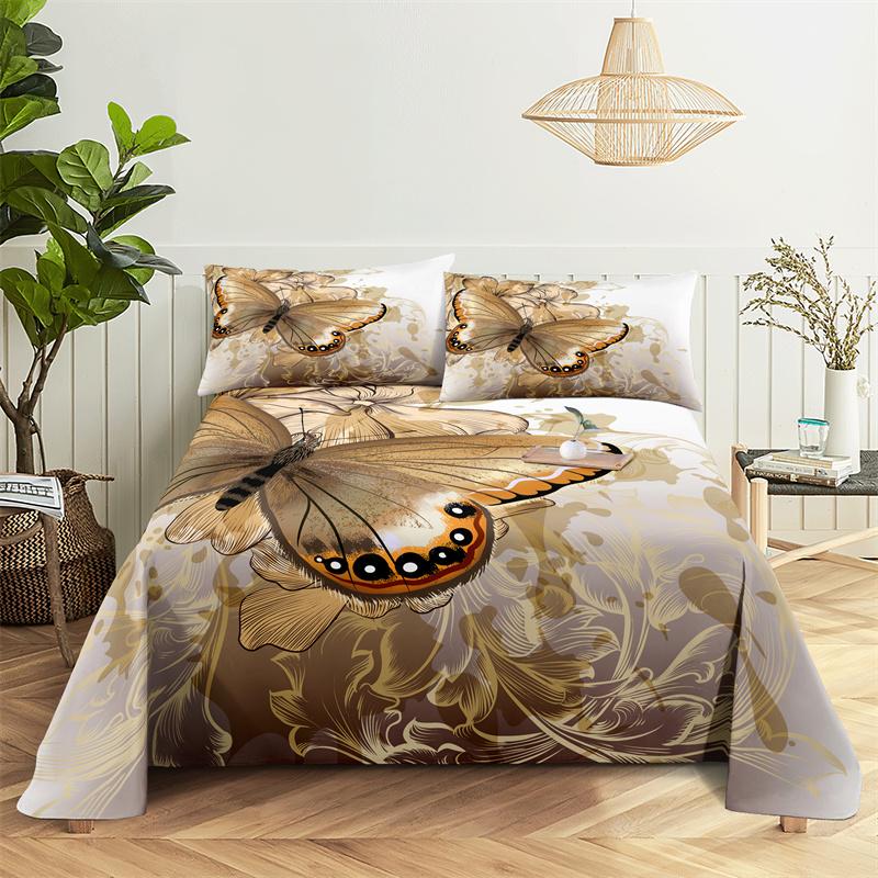 Vlinder Beddengoedsets Dieren Hoeslaken Modeontwerp Queen Size Laken Jongens Meisjes Hoeslakenset Hoeslakens en Kussenslopen 200X230cm(3Pcs)