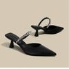 Rhinestone Heels Slingback High Heels Women Black Pumps  Woman's Elegant Modern Heeled Sandals Pointed Party Stilettos