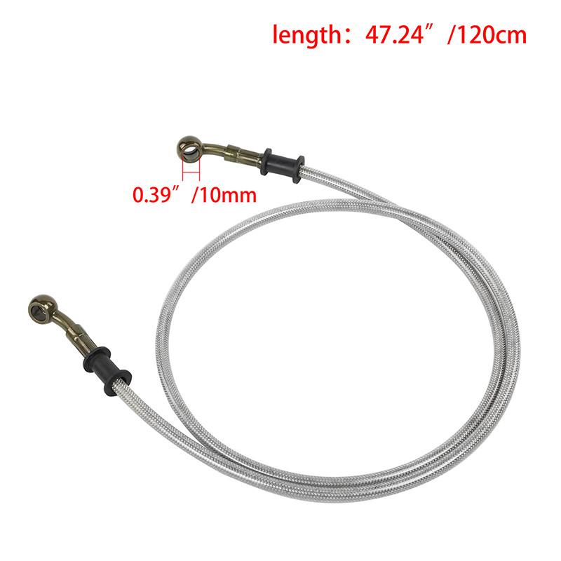 Motocykl Dirt Bike Opletená brzdová hadice Ocelové brzdové lanko Hydraulická trubka 28 stupňů Banjo 500mm-1200mm pro univerzální motocykl