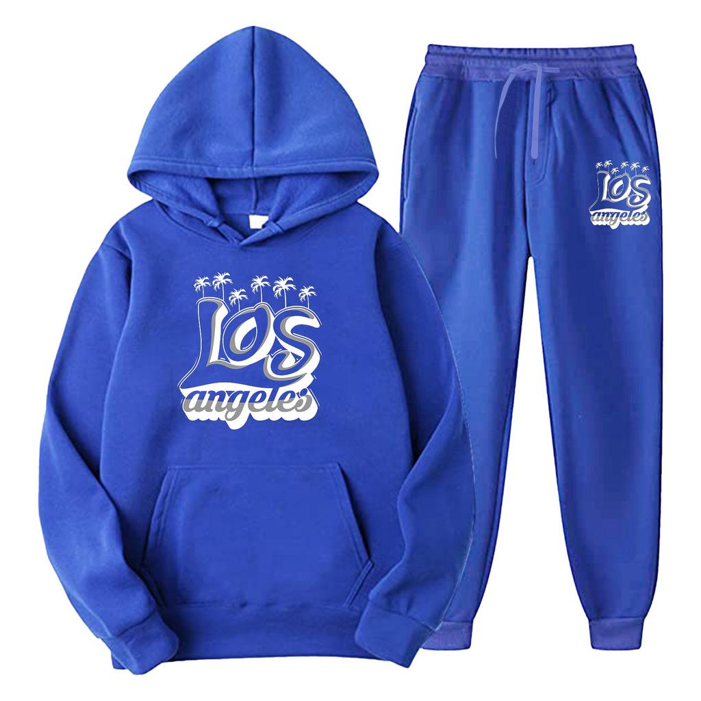 Men's suit pullover sweatshirt sweatpants set sweatshirt set fashion fleece men's hoodie
