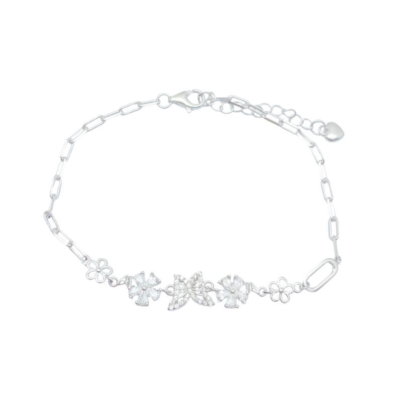 S925 Sterling Silver Butterfly & Flower Bracelet - Elegant Light Luxury & Stylish Personal Touch