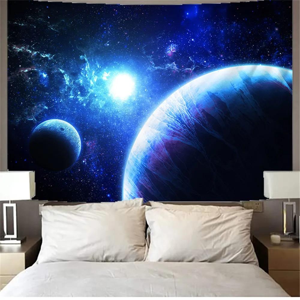 Mysteriöses Universum Weltraum Sternenhimmel Galaxie Kunst Wandteppich Wandbehang Psychedelischer Wandteppich für Schlafzimmer Wohnzimmer Dekoration