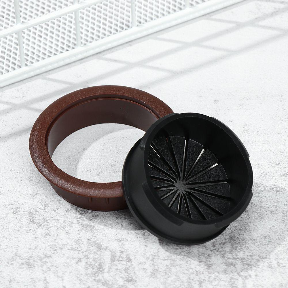 60mm ABS Plastic Computer Table Wire Hole Cover Office Desk Grommet Cable Clamp Black Dust Plug Wire Tidy Storage Organizer