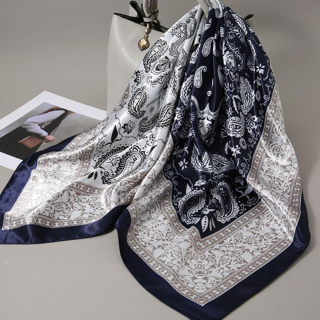 90 Square Scarves, Silk Scarves, Women's New Spring and Summer High-end Sense Versatile, Thin Scarves, Shawls Outside