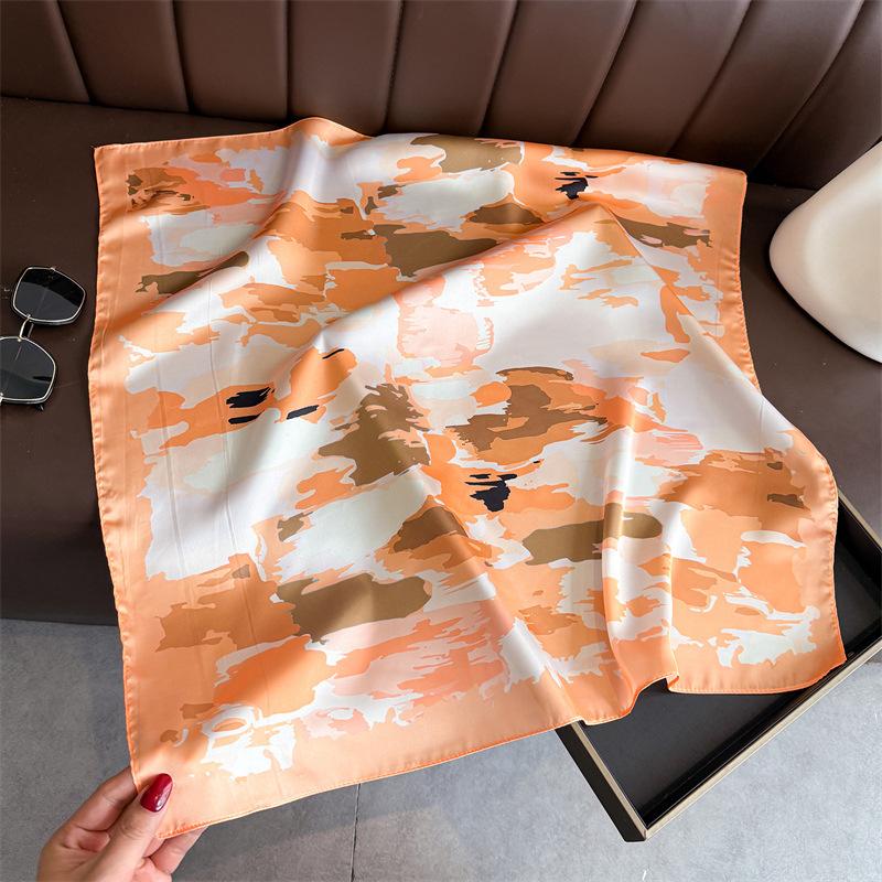 Smudge Abstract Printing Simulation Silk Scarf Square Scarf High-end Shawl Sunscreen Neck Small Square Scarf Headscarf Scarf Women