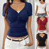 Spring and Summer Women's V-neck Short-sleeve Tops