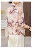 2026 Summer Seven-Sleeve Printed Imitation Silk Lapel Shirt for Women