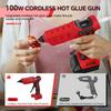 100W Cordless Hot Glue Gun High Temp Electric Power Glue Gun with 10Pcs 11mm Glue Sticks for Milwaukee 18V Battery (No Battery)