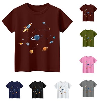 Camiseta infantil de manga curta com estampa animal e blusa casual diária