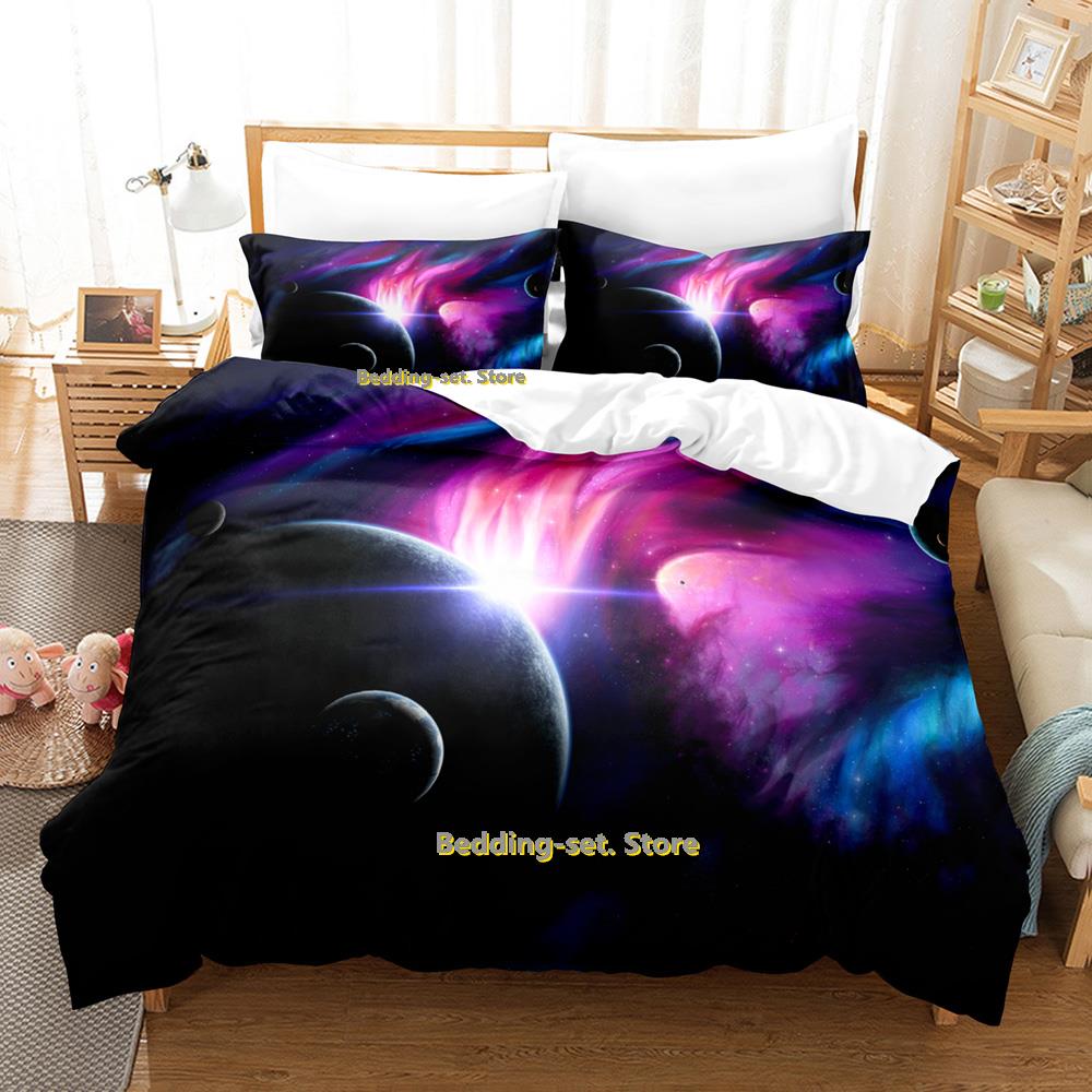 Set Letto Pianeti Singolo Gemello Matrimoniale Queen King Size Set Letto Adulto Bambino Camera da Letto Set Copripiumino universo spazio esterno Letto