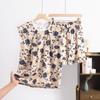 Women's Summer New Sweet Fly Side Cotton Short-sleeved Shorts Suit Large Size Loose Leisure Rayon Home Wear Pajamas