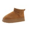 thick-soled snow boots women's winter real cowhide piled thickened bread shoes short tube student cotton shoes