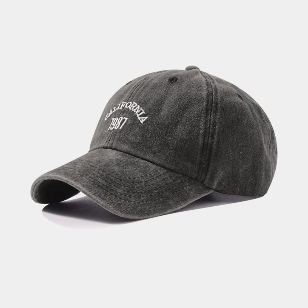 Casual Embroidered Baseball Cap Washed Adjustable Sun Hat Soft Top Peaked Hat чёрный