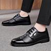 2025 Men's Casual British Style Leather Office Shoes - Spring Formal, Soft Low-Top Lace-Up
