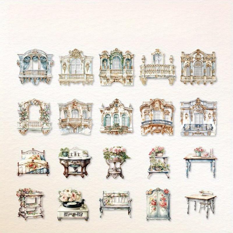 

20 pieces of Dream Manor series Retro creative laser notebook decoration material hard card material