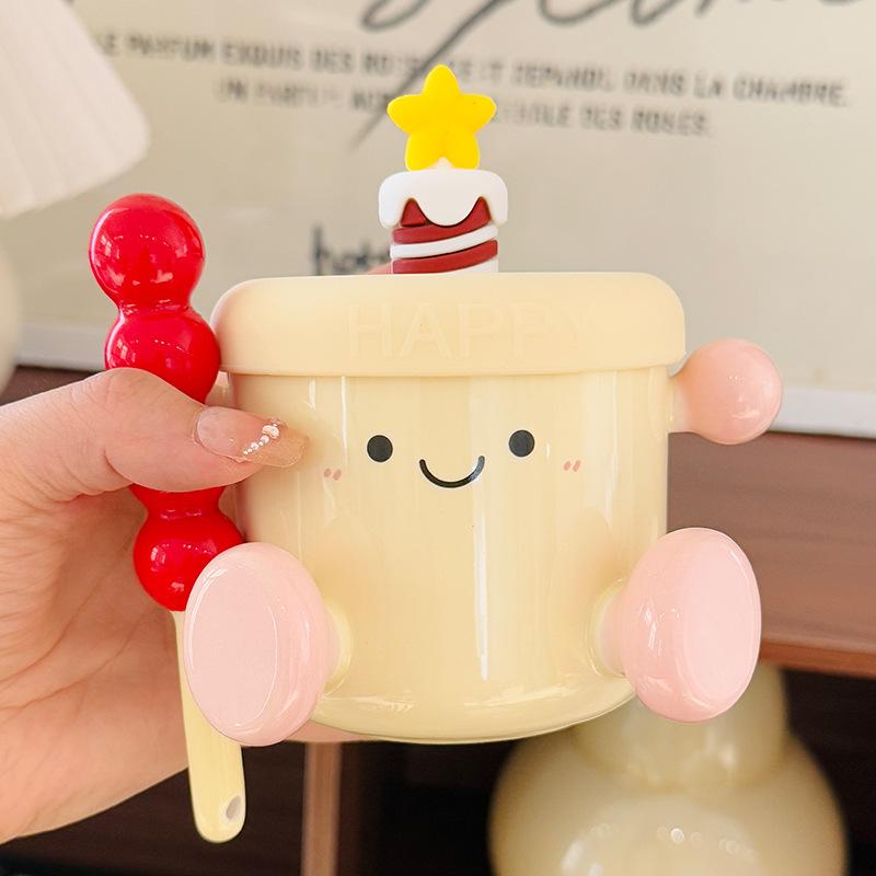 Creative Gift Smiley Face Mug with Candied Haws Ceramic Mug Office Coffee Cup Souvenir 350ml