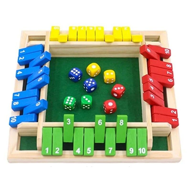 Holzwürfel-Brettspiel „Shut The Box“ für 4 Spieler, Klappen- und Würfelspiel, Eltern-Kind-Interaktion, Familienunterhaltung