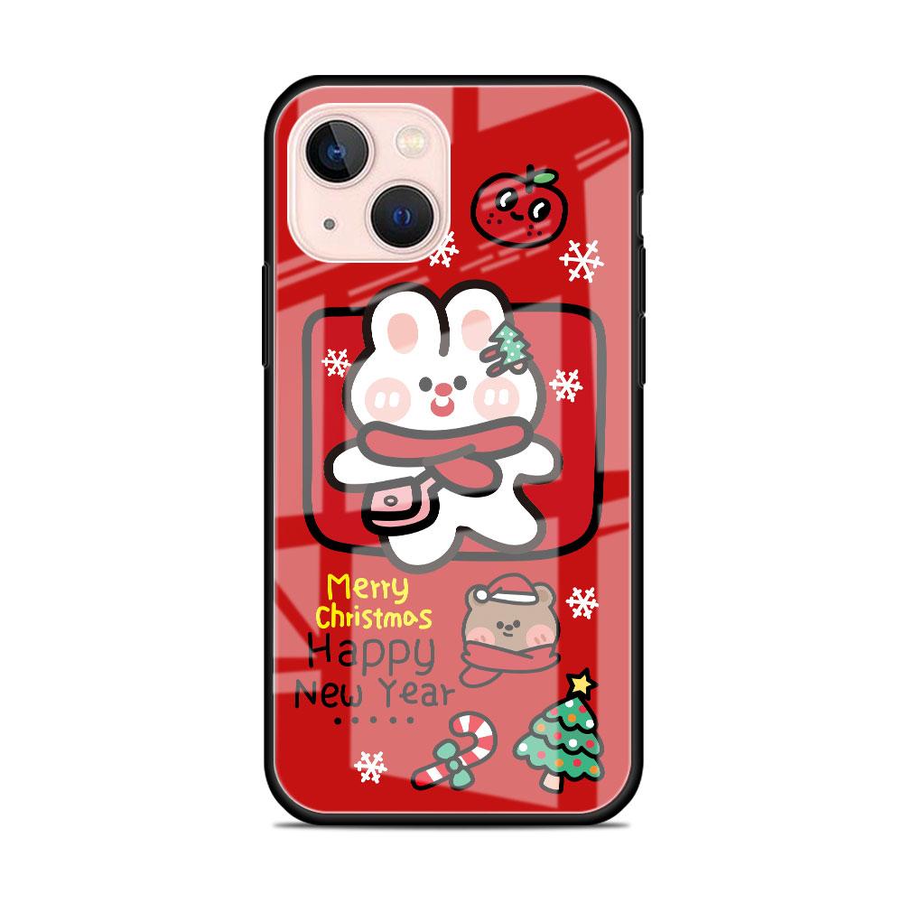 Christmas Cartoon Snowman Glass Case For Apple iPhone 14 13 11 12 Pro 7 XR X XS Max 8 6 6s Plus SE 2022 Tempered Phone Tampa